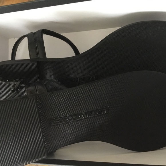 Rebecca Minkoff Black Grace Studded T-Strap Thong Sandals Size 8.5 - Picture 4 of 4